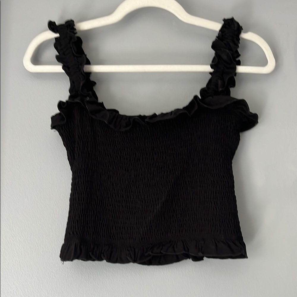 Black Ruffled Women's Top